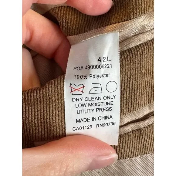 Calvin Klein Men’s 42L Tan Corduroy Blazer Sport Coat 3 Button Classic Fall Prep - Picture 3 of 8